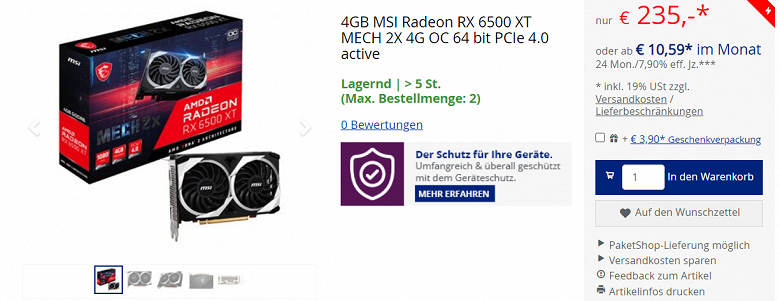 Видеокарта, которая дороже рекомендованной цены всего на 5 евро. Radeon RX 6500 XT действительно становится спасением для экономных геймеров
